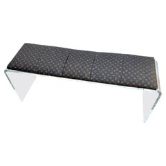 Lucite Bench Upholstered in Louis Vuitton Monogram Fabric