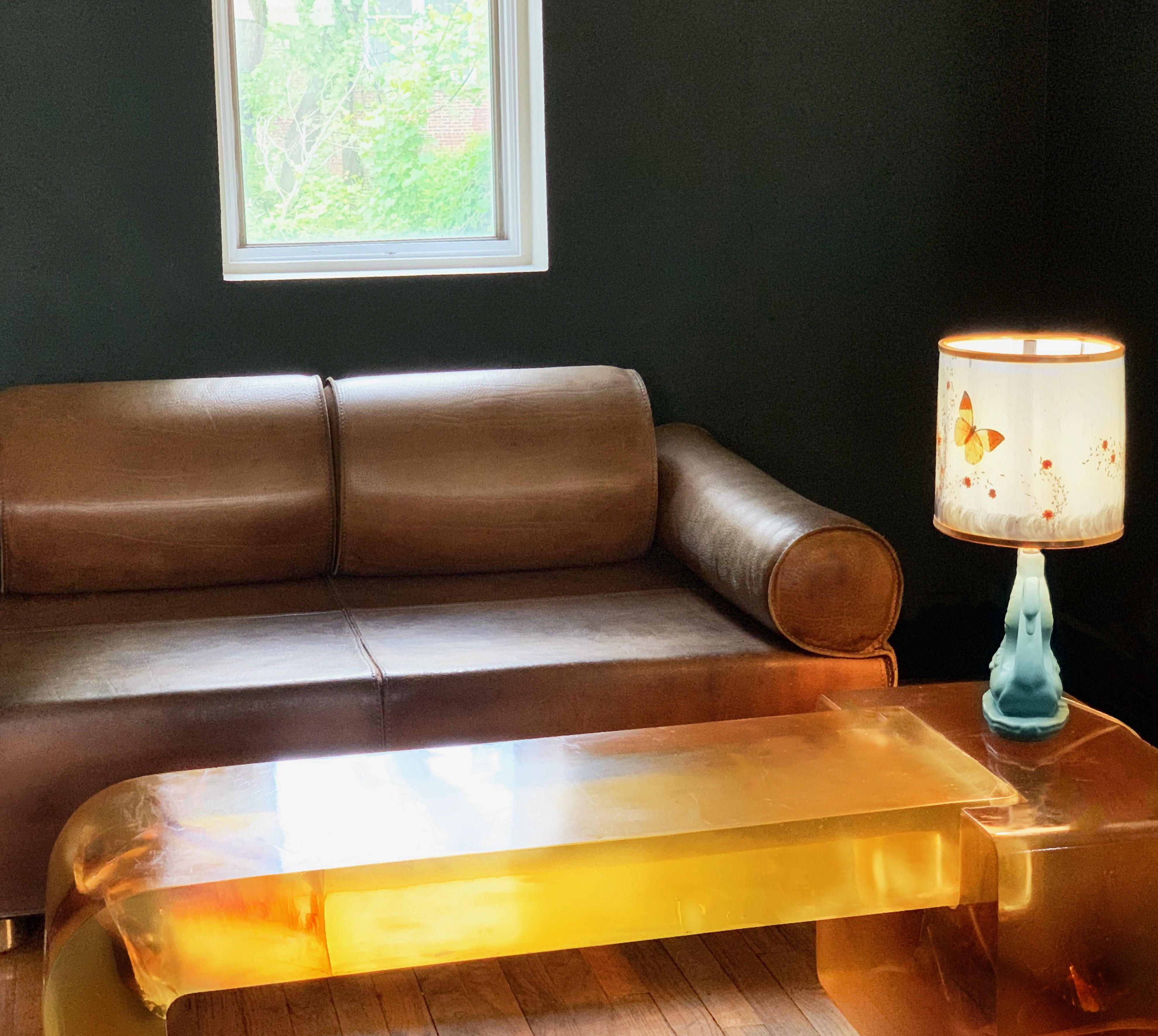 American Monumental Lucite Block Coffee Table, in the Manner of Gary Gutterman, USA 1970S