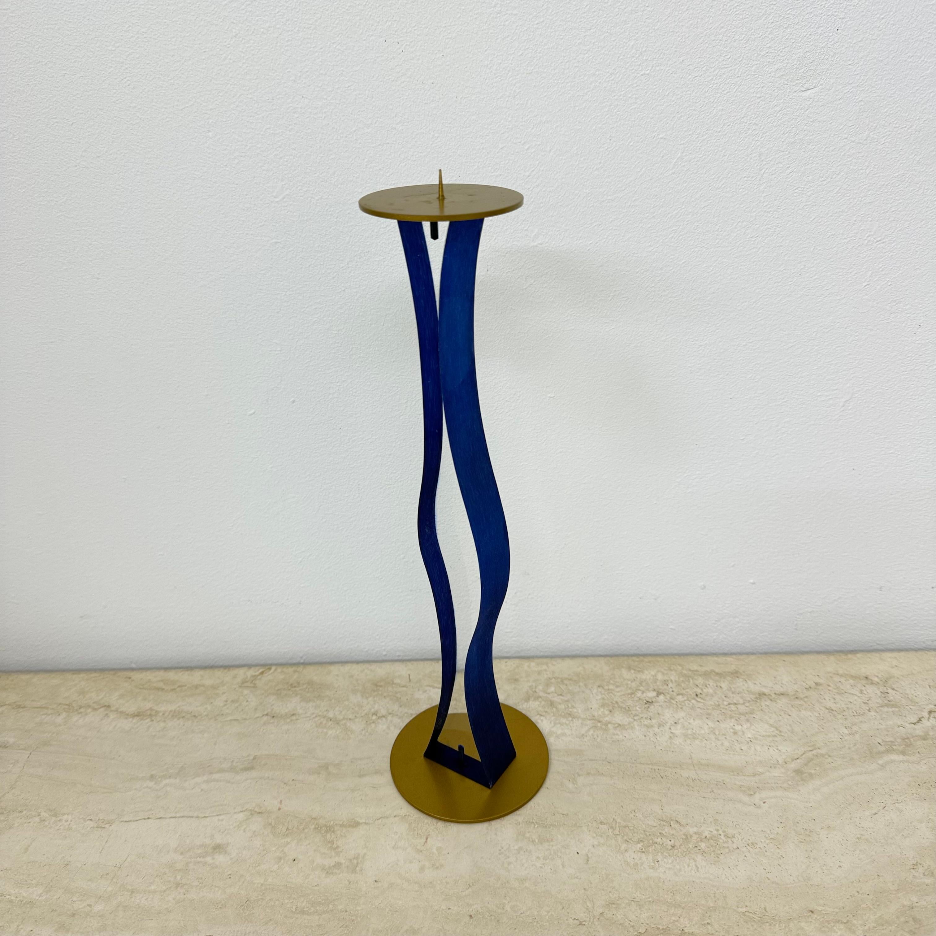 Bastone da candela in lucite blu e oro , anni '70 in vendita 9