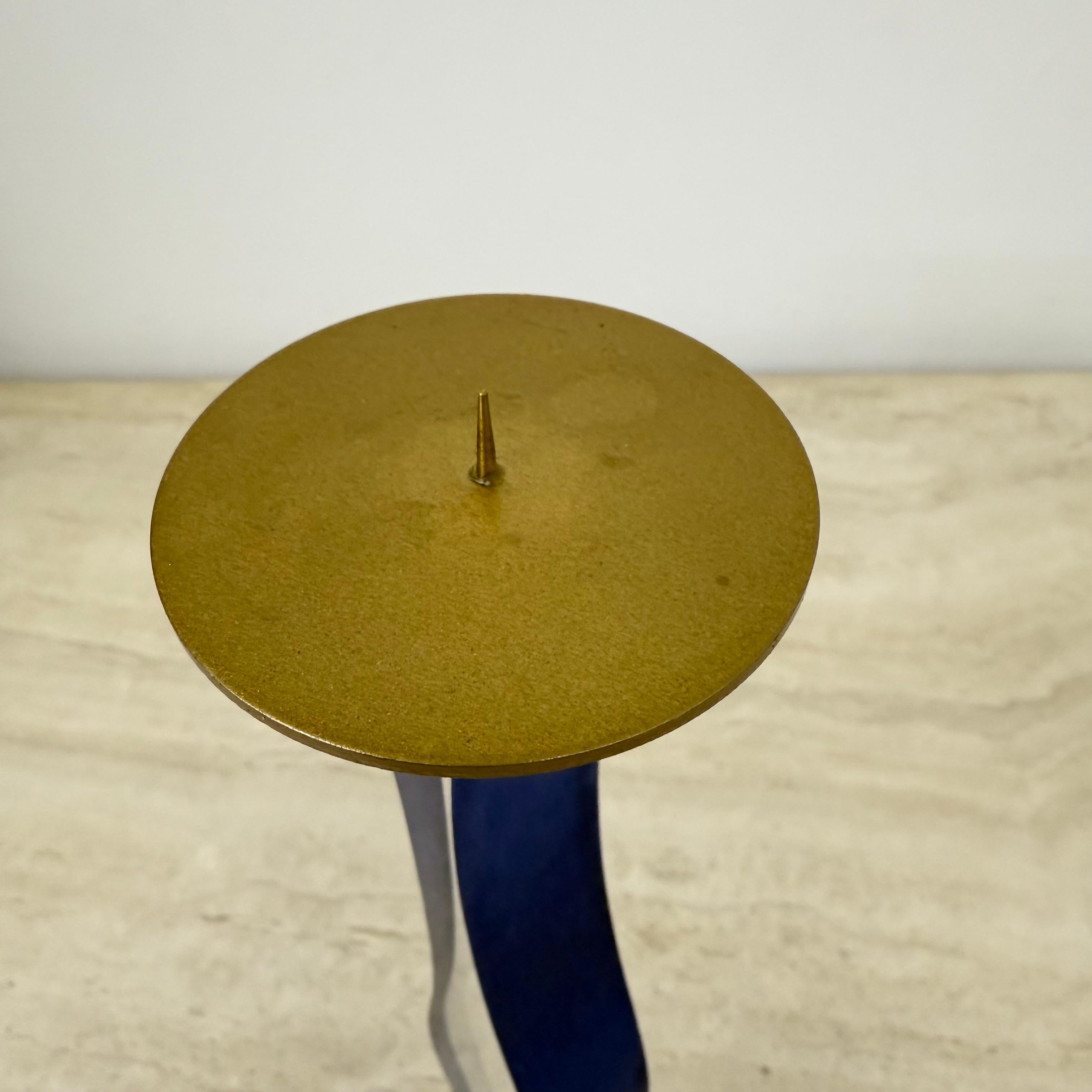 Bastone da candela in lucite blu e oro , anni '70 in vendita 12