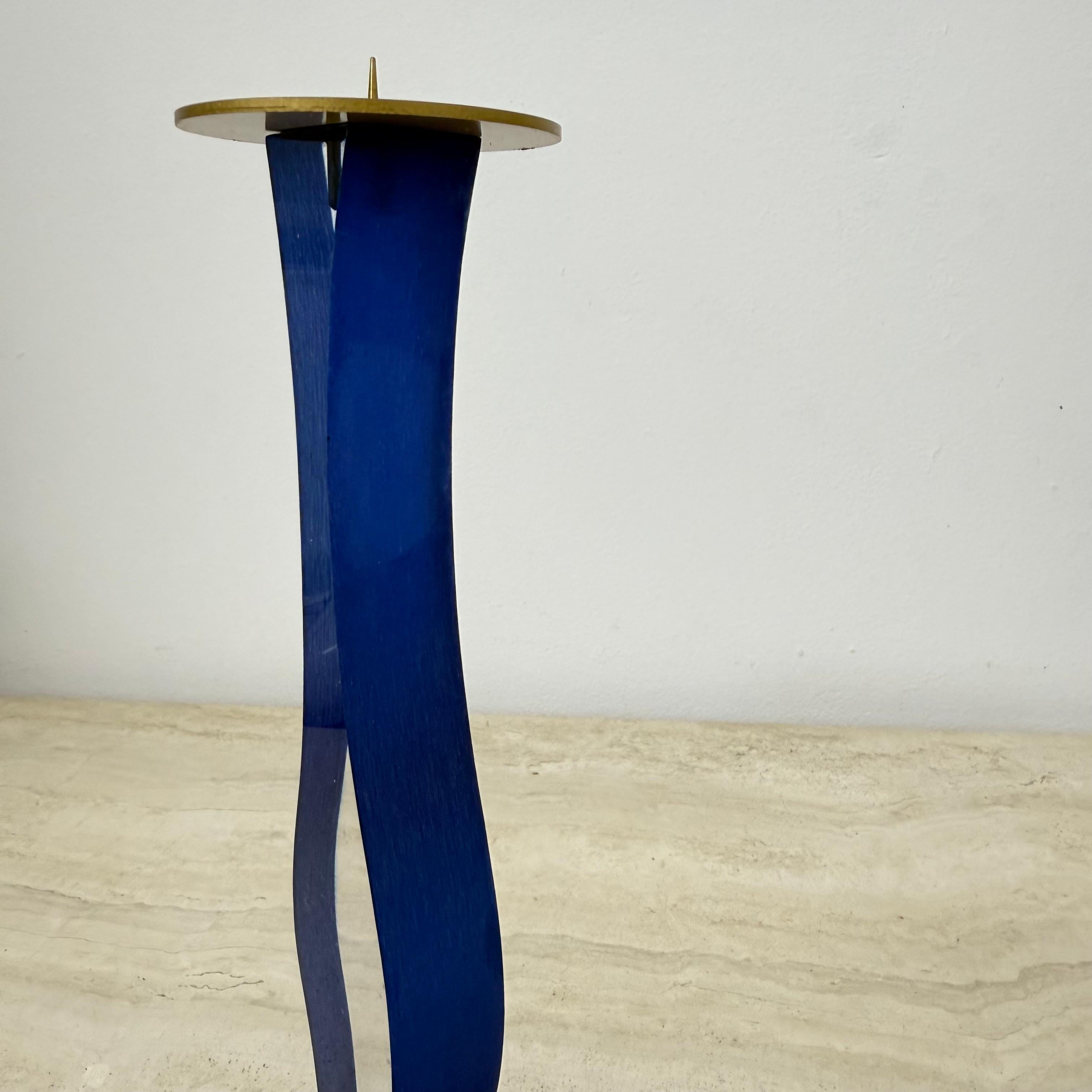 Bastone da candela in lucite blu e oro , anni '70 in vendita 13