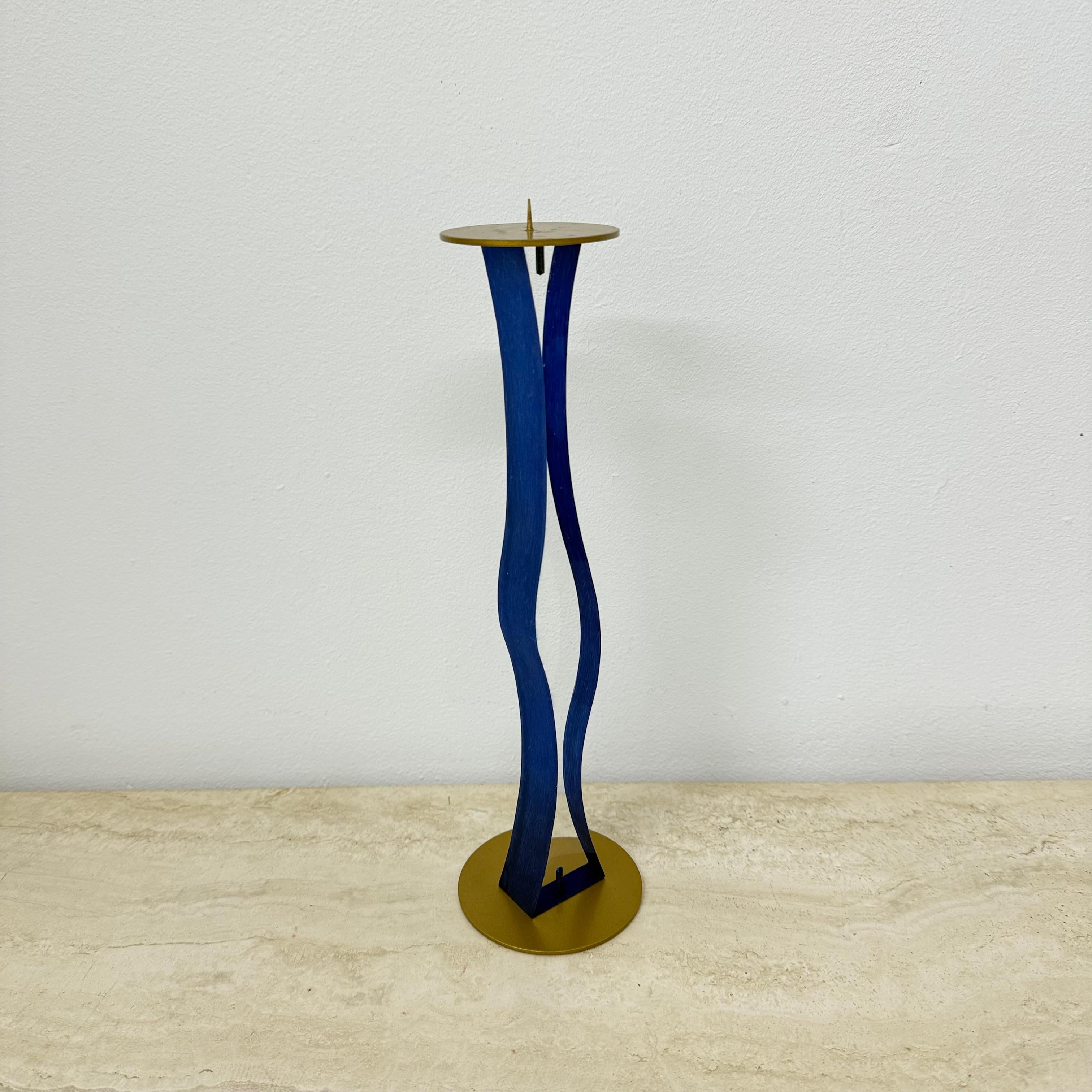 Bastone da candela in lucite blu e oro , anni '70 In condizioni buone in vendita a Delft, NL
