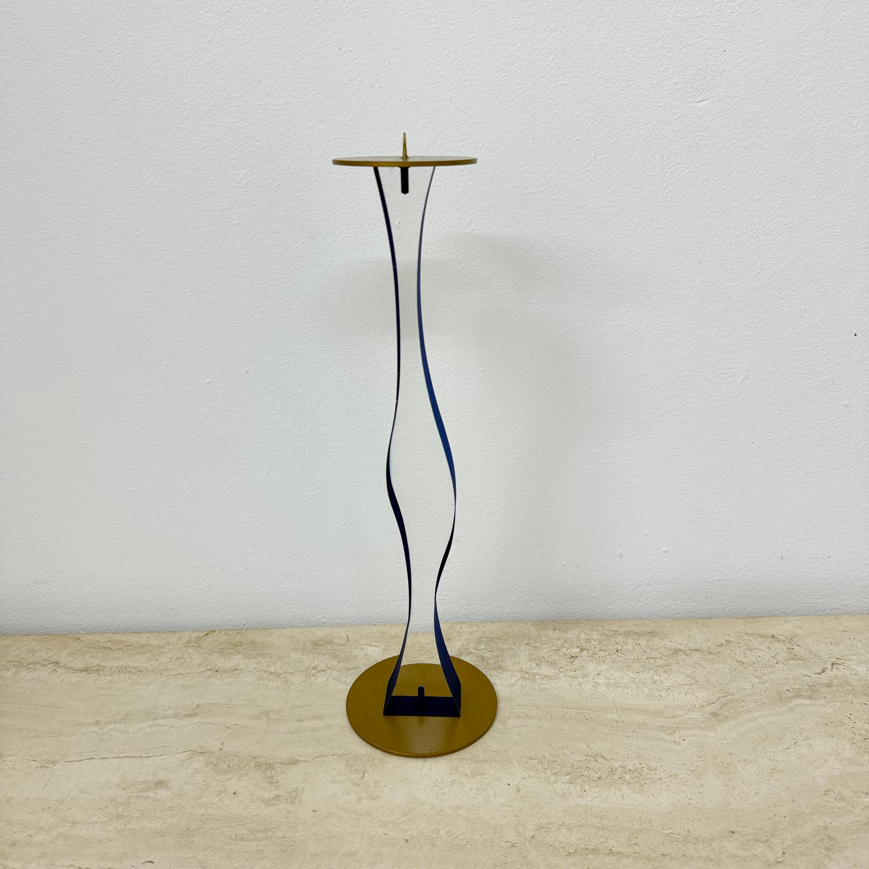 Bastone da candela in lucite blu e oro , anni '70 in vendita 2