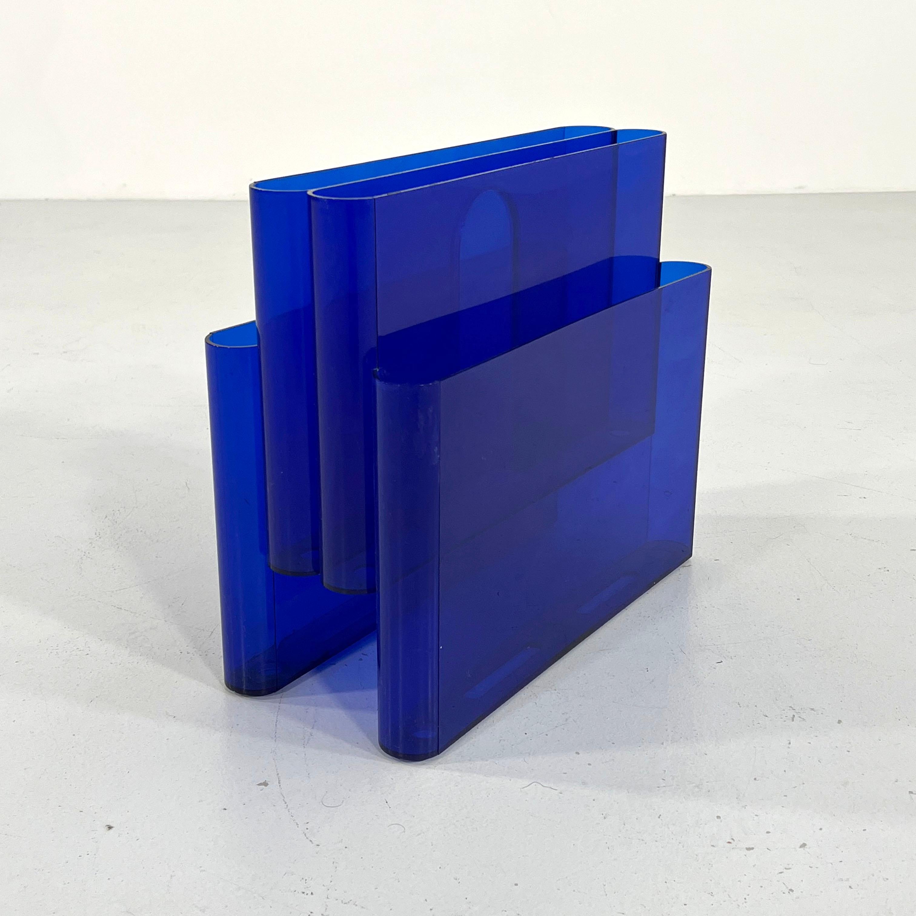 Italian Lucite Blue Magazine Rack by Giotto Stoppino for Kartell, 1970s
