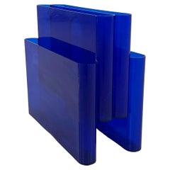 Lucite Blue Magazine Rack by Giotto Stoppino for Kartell, 1970s