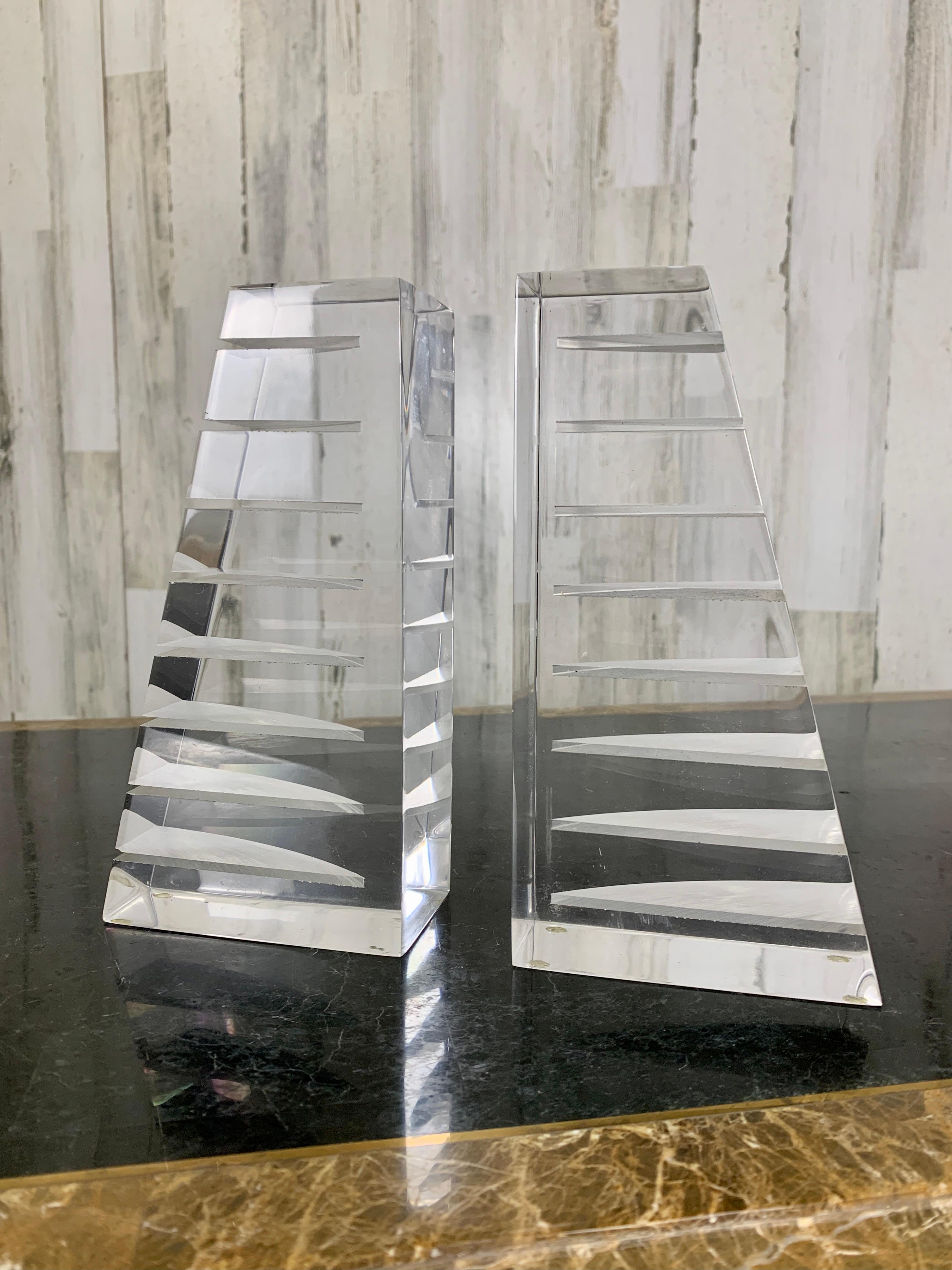 Mid-Century Modern Lucite Bookends by Herb Ritts for Astrolite