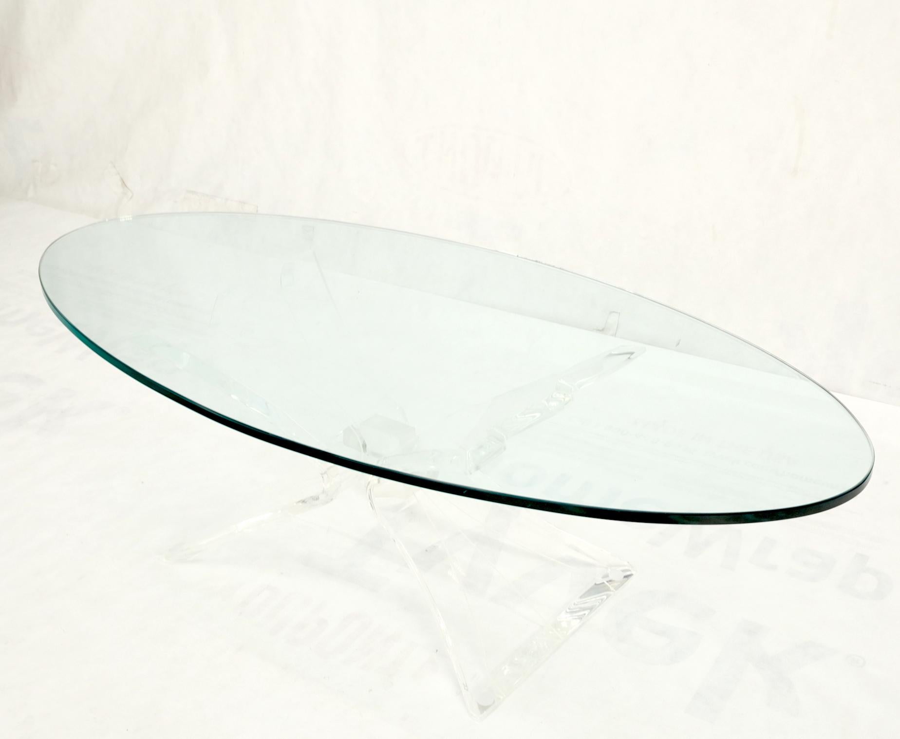 Lucite Bow Tie Butterfly Wing Shape Base Oval Glass Top Mid Century Coffee Table For Sale 11