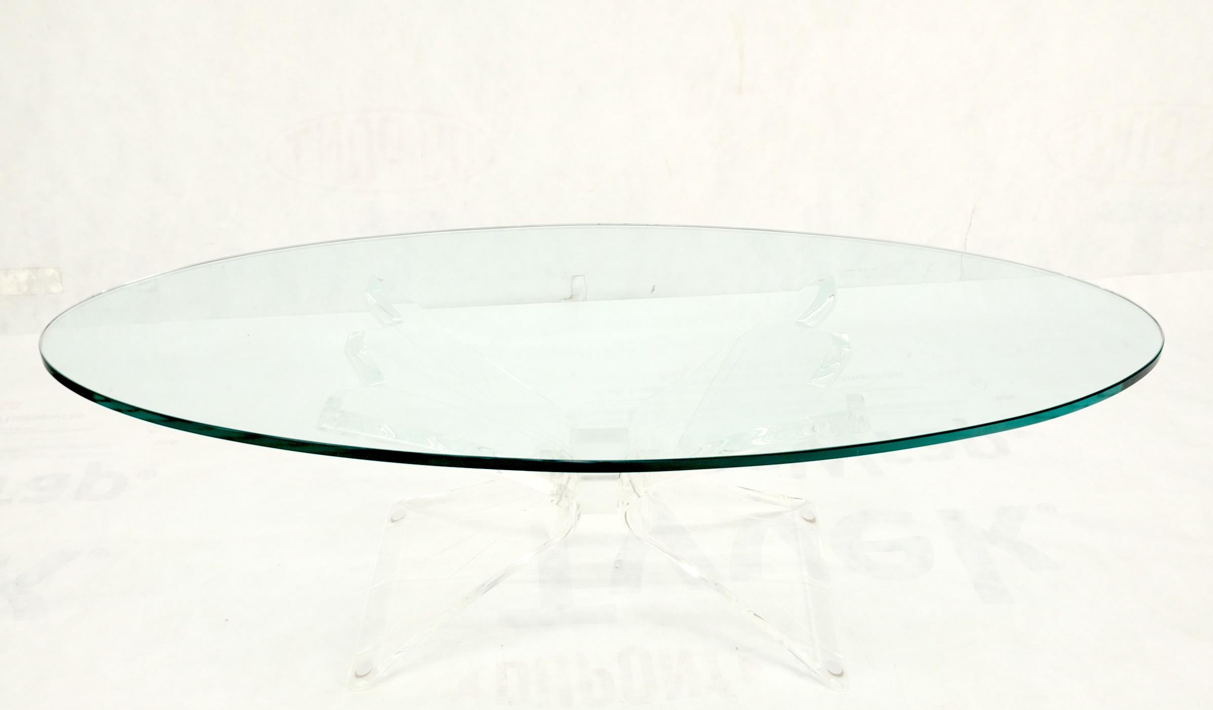 Lucite Bow Tie Butterfly Wing Shape Base Oval Glass Top Mid Century Coffee Table For Sale 12