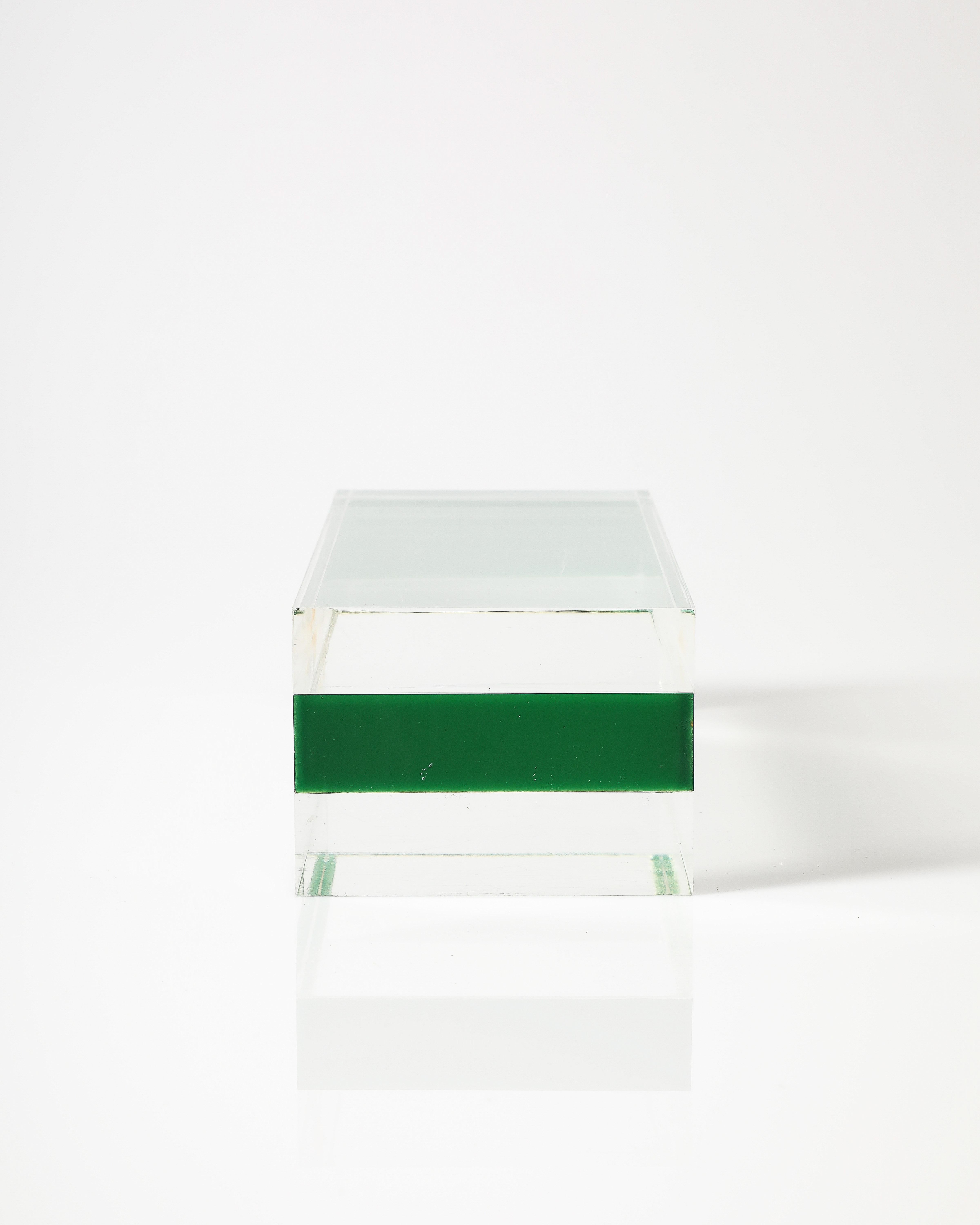 Clear and green lucite box by Alessandro Albrizzi.