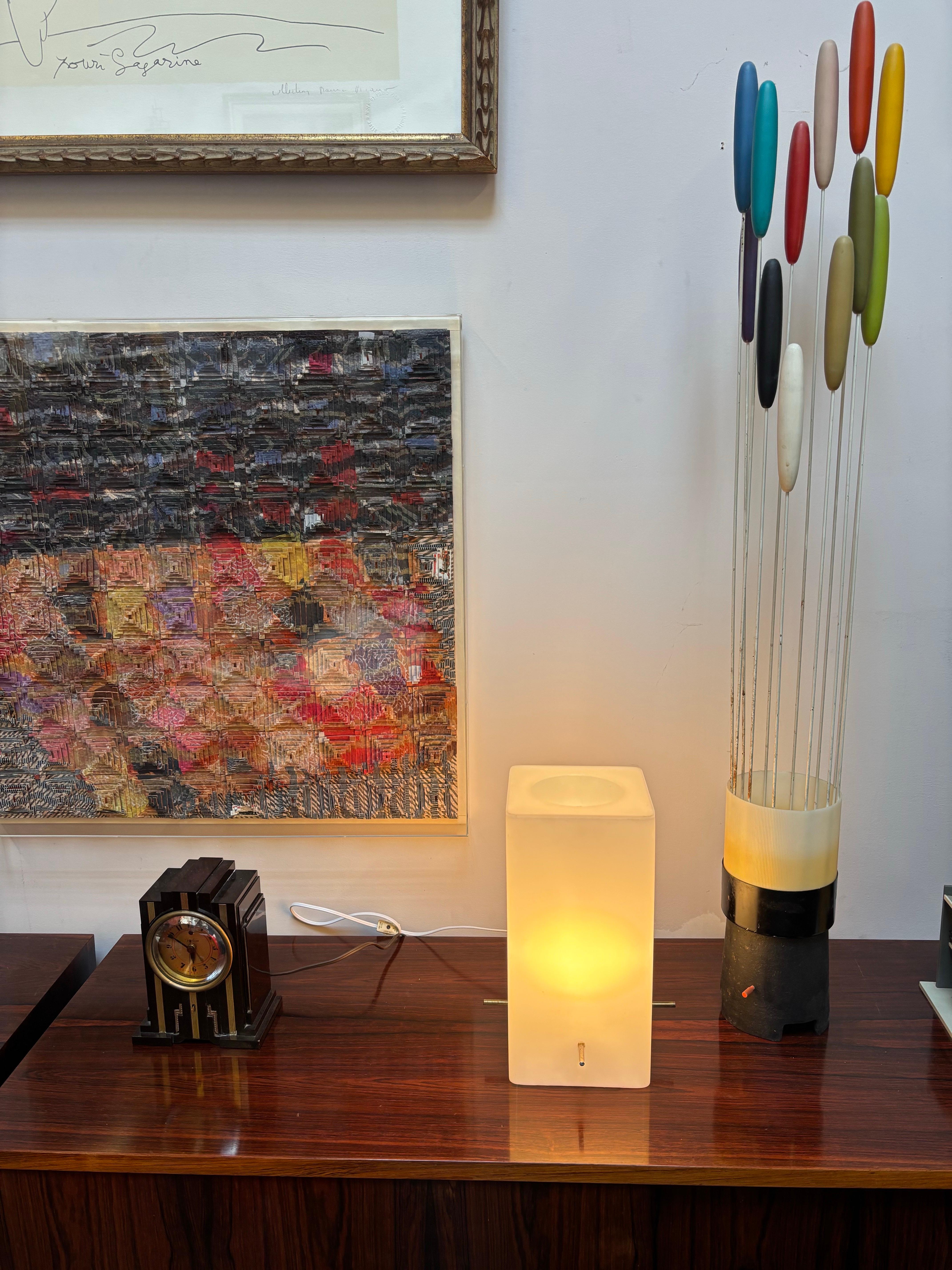Lucite Box Table Lamp in the Style of Paul Mayen for Habitat For Sale 1