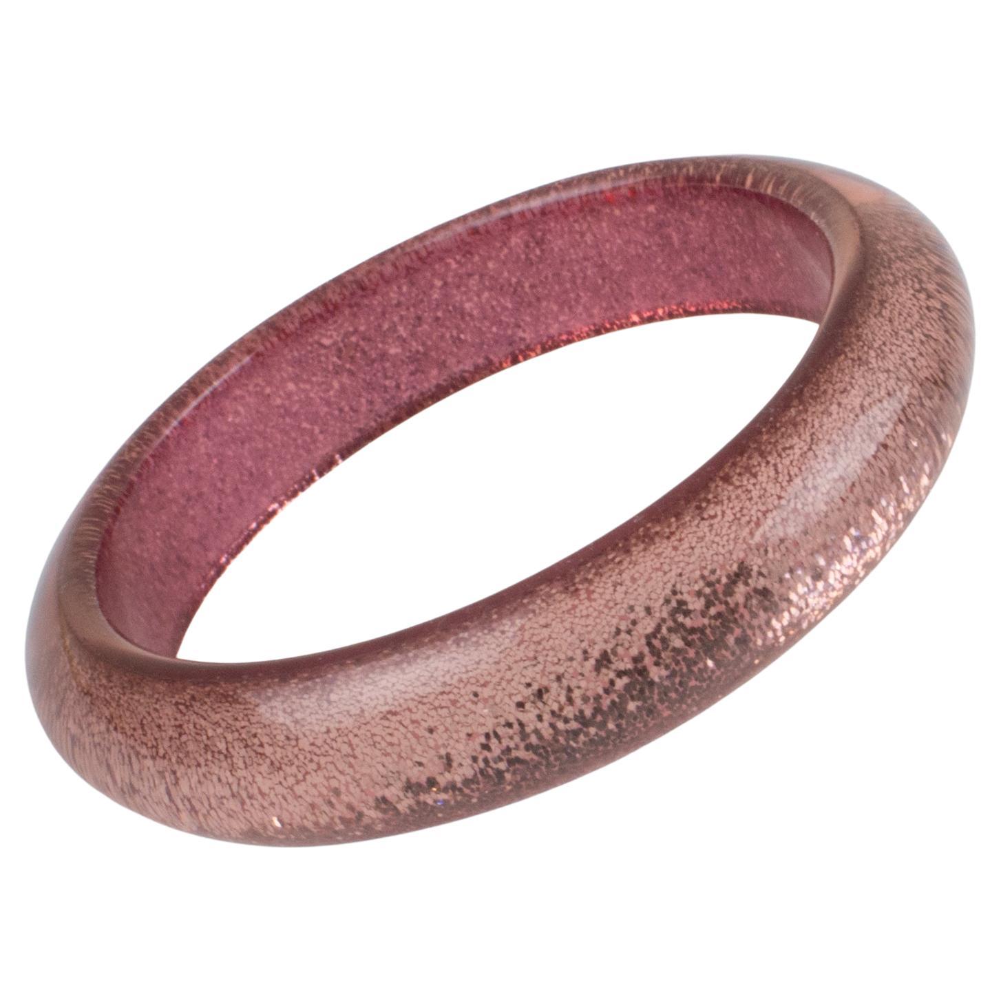 Lucite Bracelet Bangle Pink Lame Metallic Confetti Inclusions For Sale