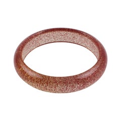 Lucite Bracelet Bangle Red Metallic Confetti Inclusions