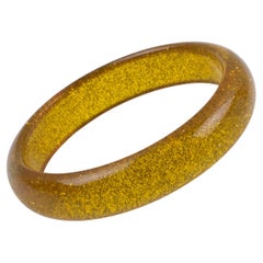 Bracelet jonc en lucite avec inclusions de confettis métalliques en or