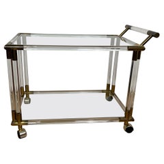 Lucite, Brass and Glass Bar/Tea Cart