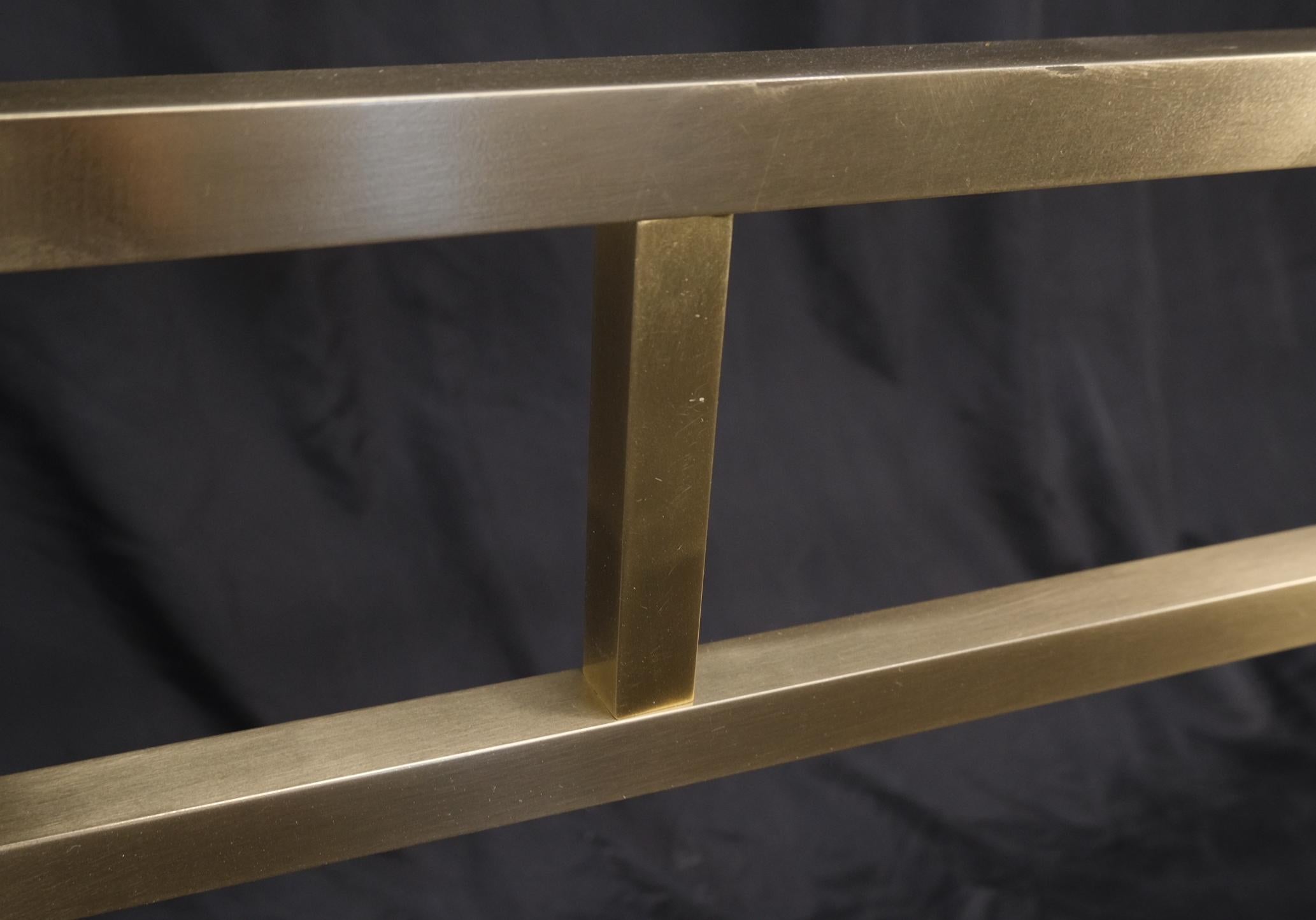 Lucite & Brass Base Glass Top Console Sofa Table Mid-Century Modern Mint For Sale 1