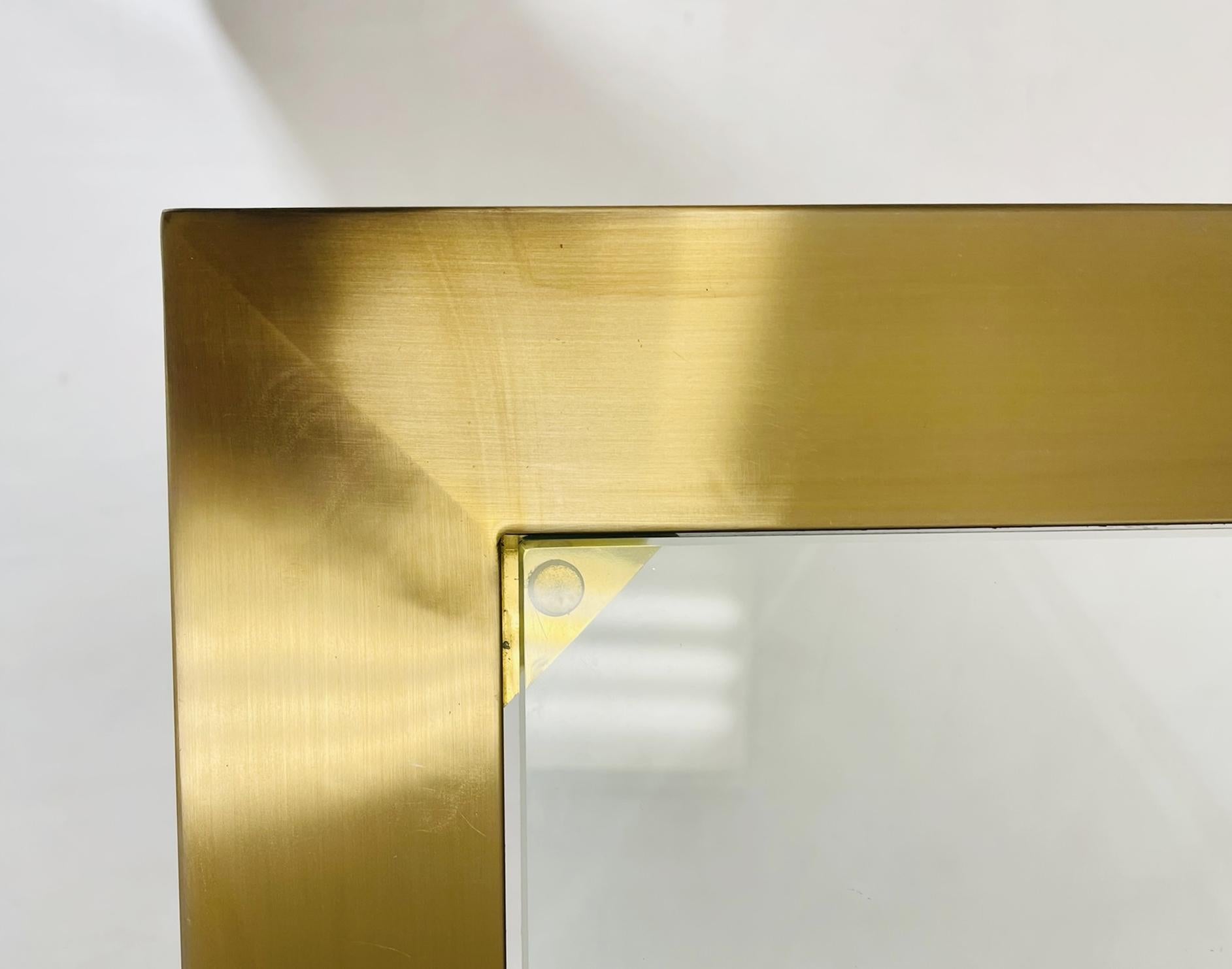 Lucite & Brass Console Table With Glass Top after Charles Hollis Jones. For Sale 2