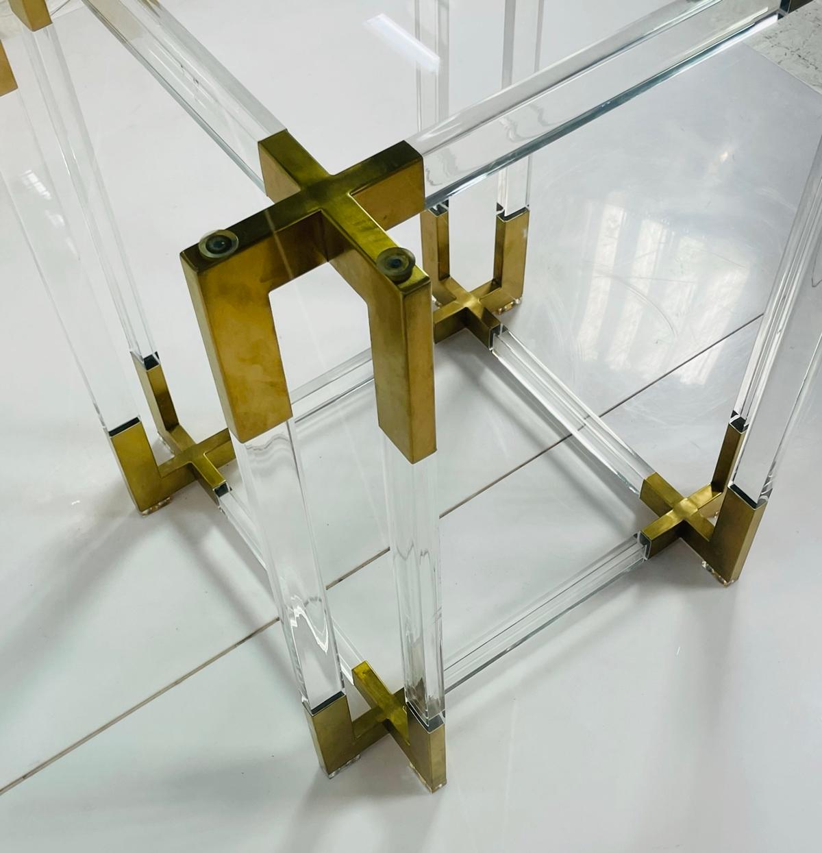Lucite & Brass Dining Table by Charles Hollis Jones, Usa 1960s For Sale 3
