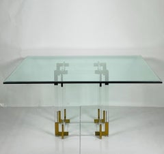 Lucite & Brass Dining Table by Charles Hollis Jones, Usa 1960s