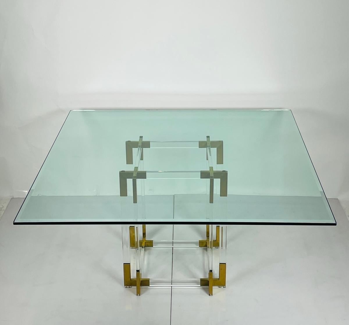Mid-Century Modern Lucite & Brass Dining Table by Charles Hollis Jones, Usa 1960s For Sale