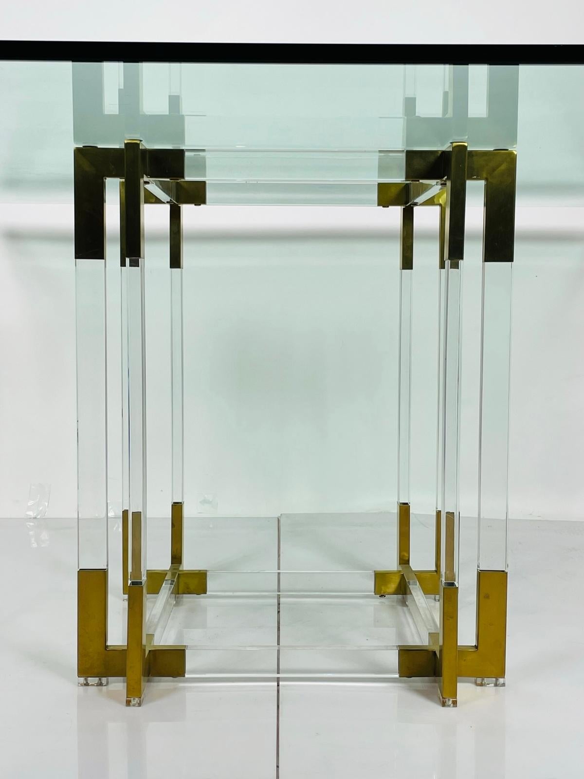 Lucite & Brass Dining Table by Charles Hollis Jones, Usa 1960s For Sale 1