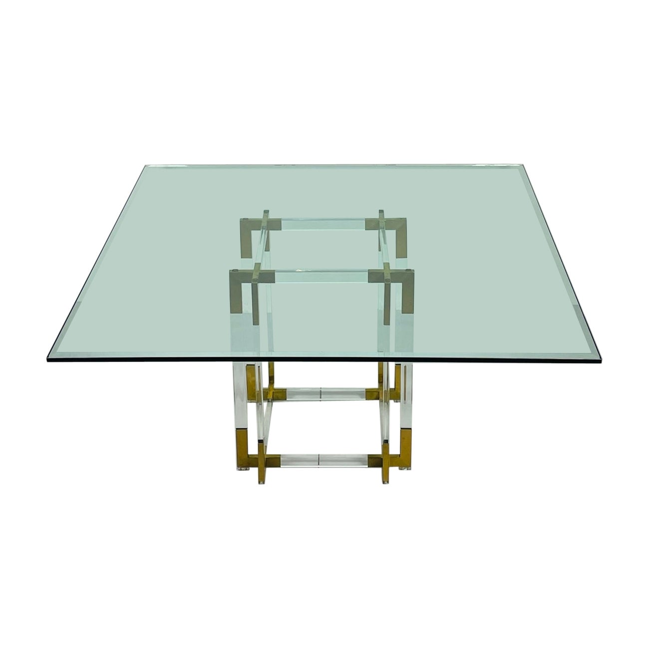 Tavolo da pranzo in lucite e ottone di Charles Hollis Jones, USA, anni '60