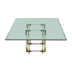Tavolo da pranzo in lucite e ottone di Charles Hollis Jones, USA, anni '60