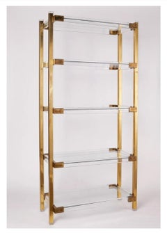 Lucite & Brass Etagere with Five Shelves by Charles Hollis Jones