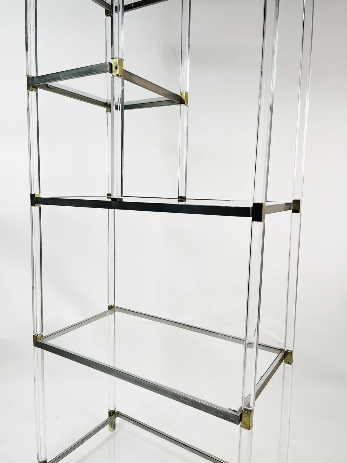 Lucite, Brass, Glass & Nickel Display Cabinet by Charles Hollis Jones For Sale 8