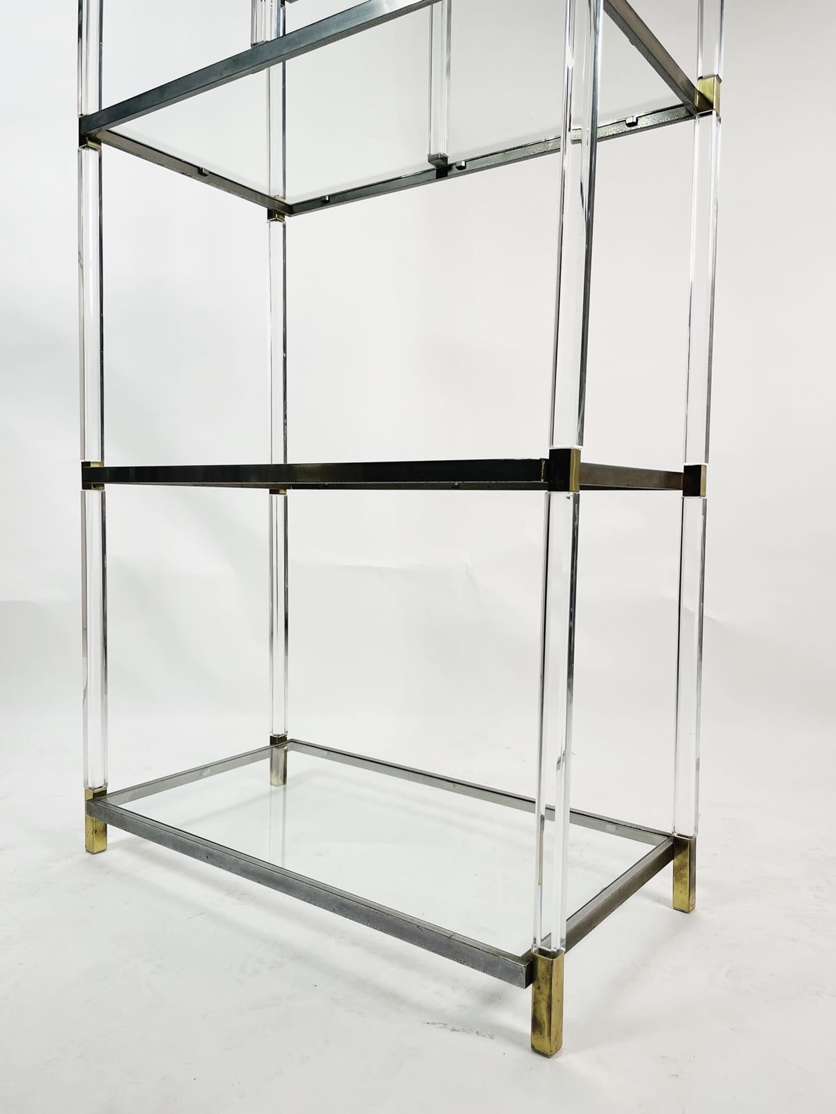 Lucite, Brass, Glass & Nickel Display Cabinet by Charles Hollis Jones For Sale 12