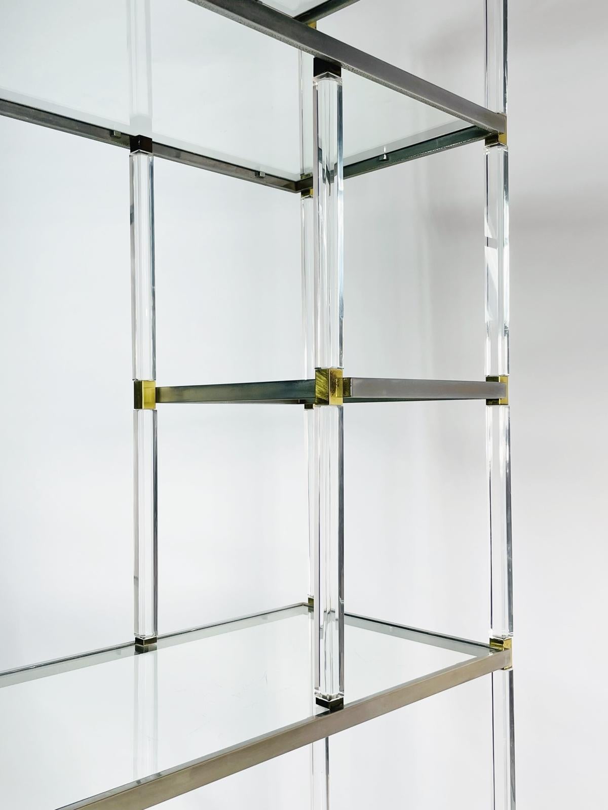 Lucite, Brass, Glass & Nickel Display Cabinet by Charles Hollis Jones For Sale 1