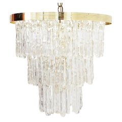 Lucite & Brass Icicle Chandelier, 1960s