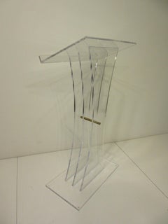 Charles Hollis Jones Lucite Brass/ Lectern Podium/ Hostess Stand
