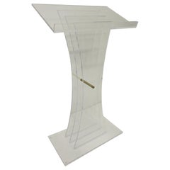 Lucite Brass/ Lectern Podium/ Hostess Stand in the Style of Charles Hollis Jones