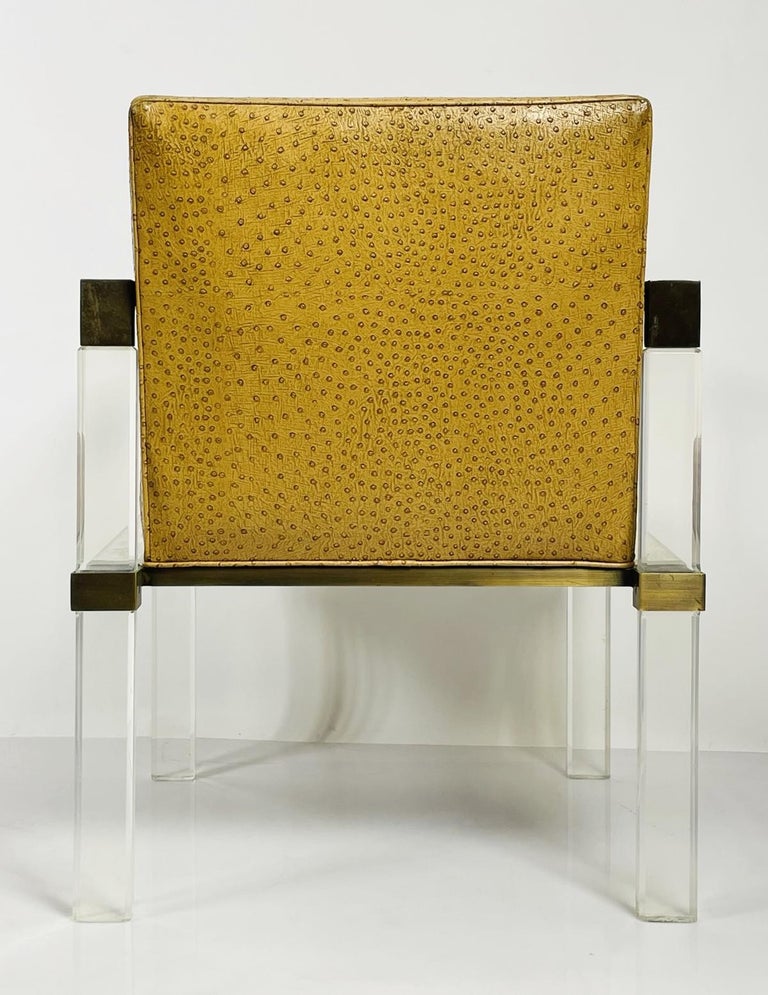 Lucite and Brass Lounge Arm Chair by Charles Hollis Jones For Sale at 1stDibs