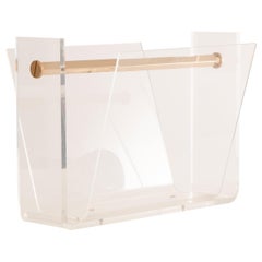 Lucite and Brass Magazine Rack from the USA