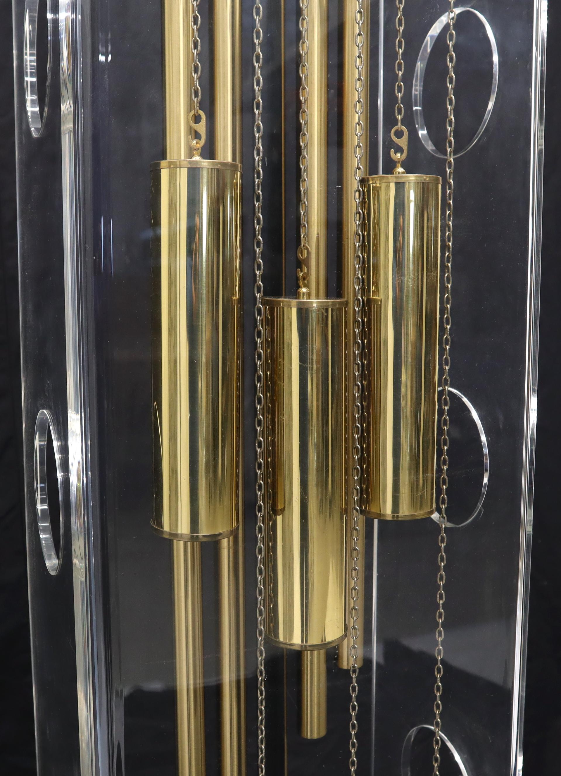 Lucite and Brass Mid-Century Modern Grandfather Clock 3