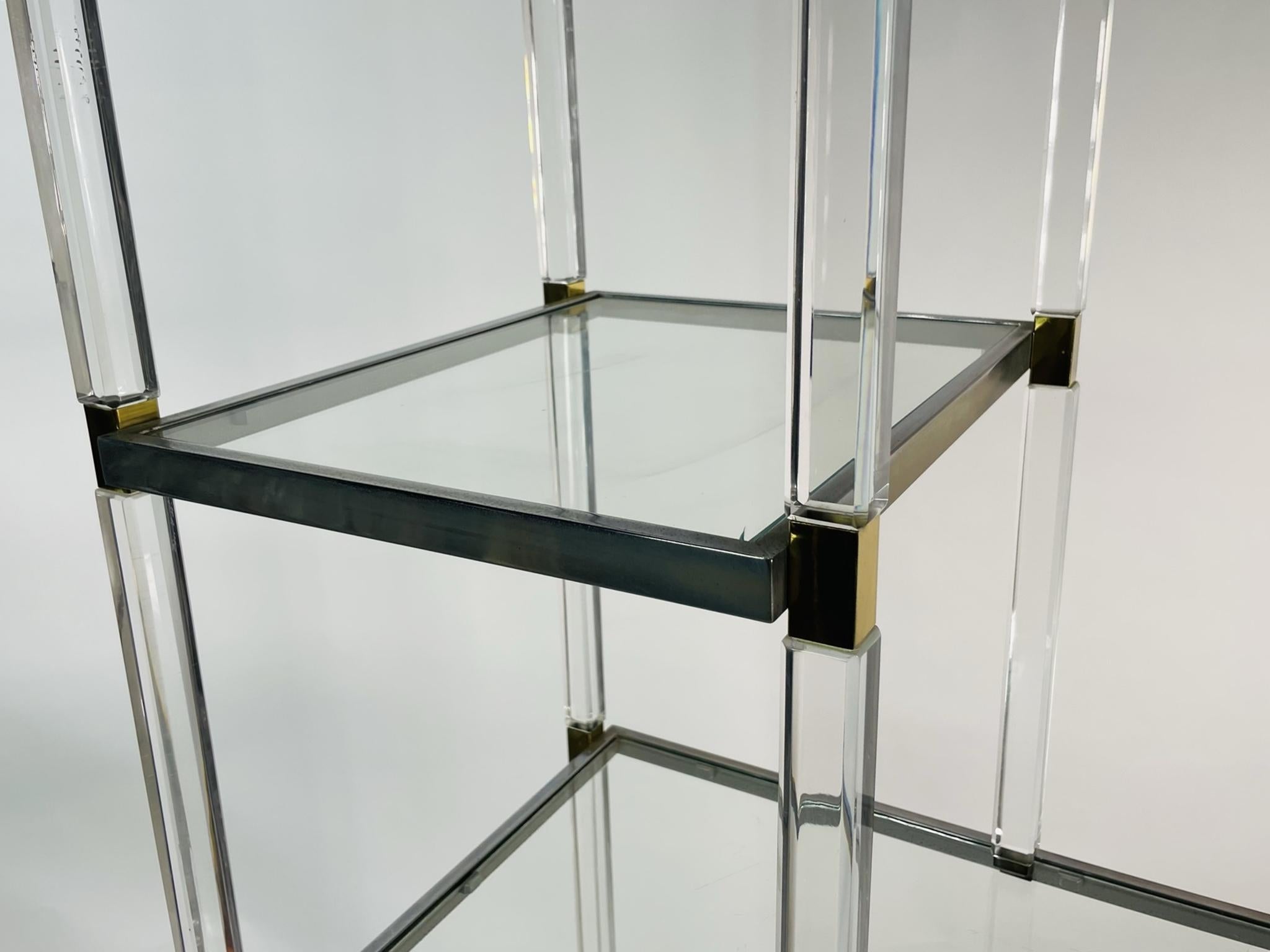 Lucite, Brass & Nickel Etagere by Charles Hollis Jones, Metric Collection For Sale 5