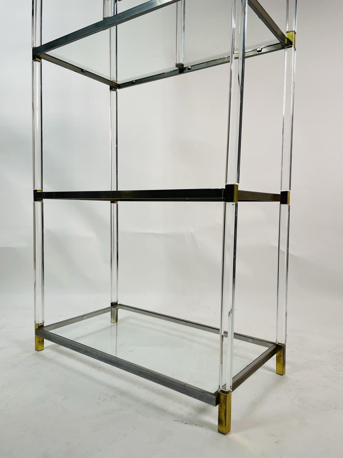 Lucite, Brass & Nickel Etagere by Charles Hollis Jones, Metric Collection For Sale 6