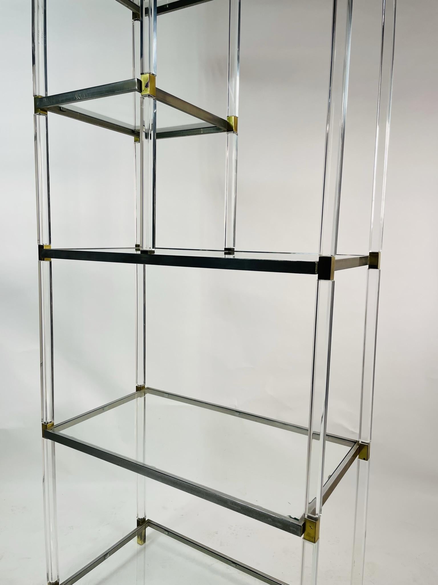 Lucite, Brass & Nickel Etagere by Charles Hollis Jones, Metric Collection For Sale 7