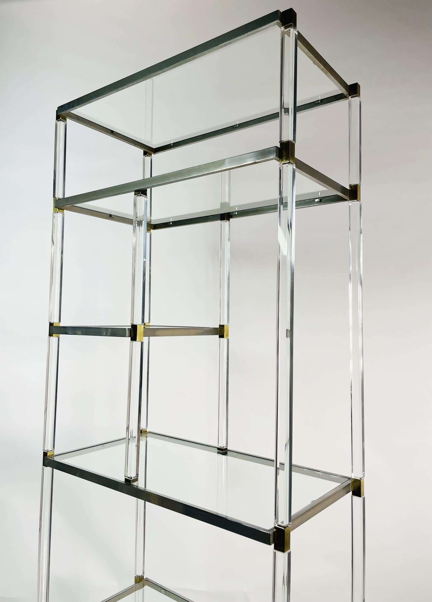 Lucite, Brass & Nickel Etagere by Charles Hollis Jones, Metric Collection For Sale 8