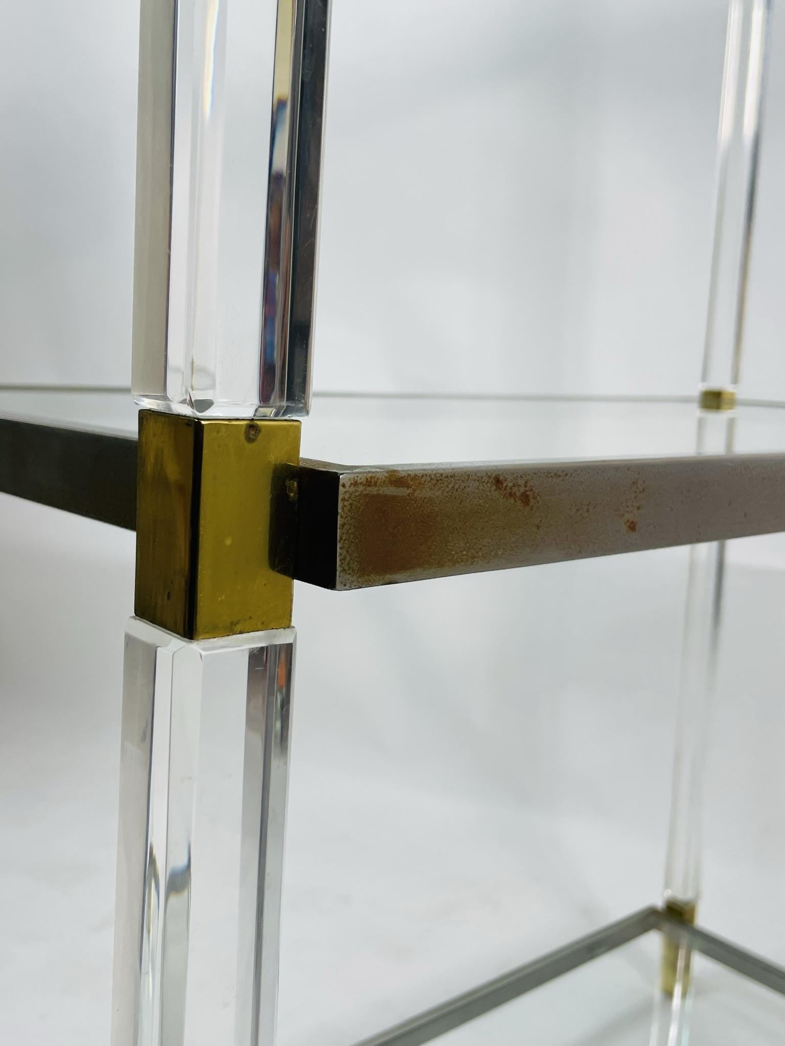 Lucite, Brass & Nickel Etagere by Charles Hollis Jones, Metric Collection For Sale 10