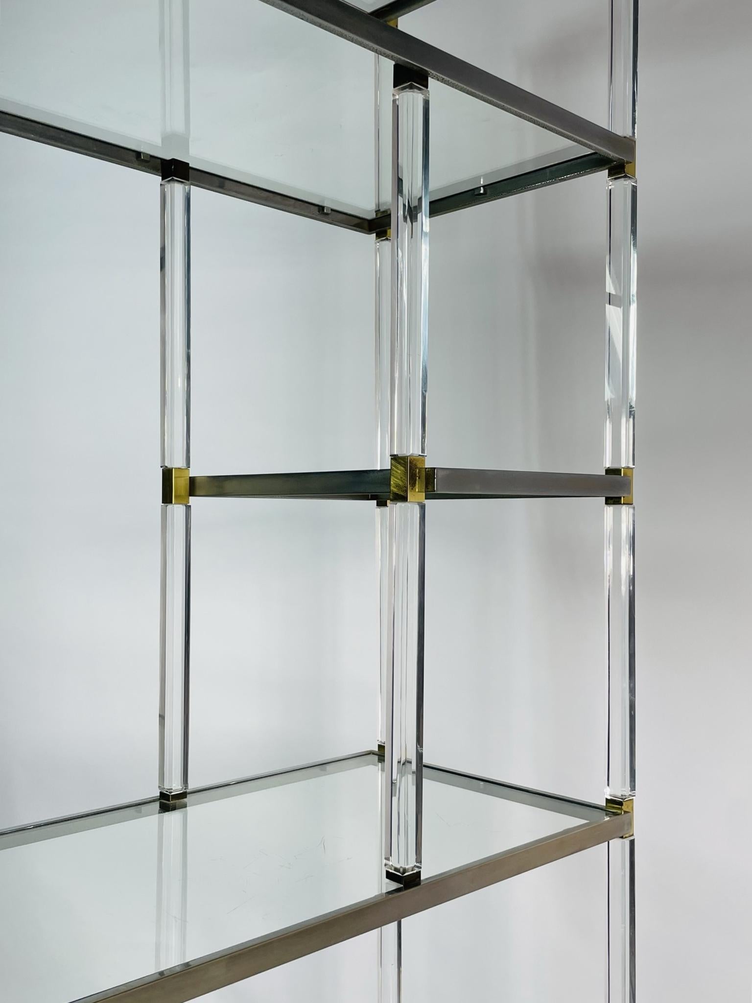Lucite, Brass & Nickel Etagere by Charles Hollis Jones, Metric Collection For Sale 11