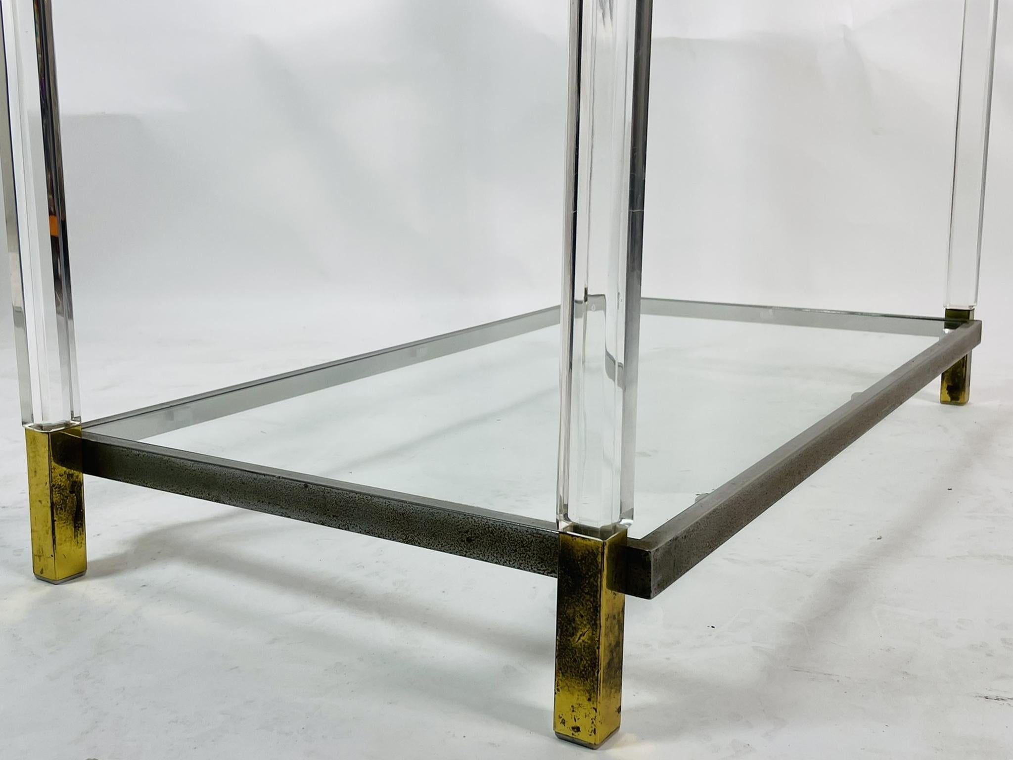 Lucite, Brass & Nickel Etagere by Charles Hollis Jones, Metric Collection For Sale 13