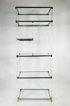 Étagère en Lucite, Laiton et Nickel de Charles Hollis Jones, Collection Metric