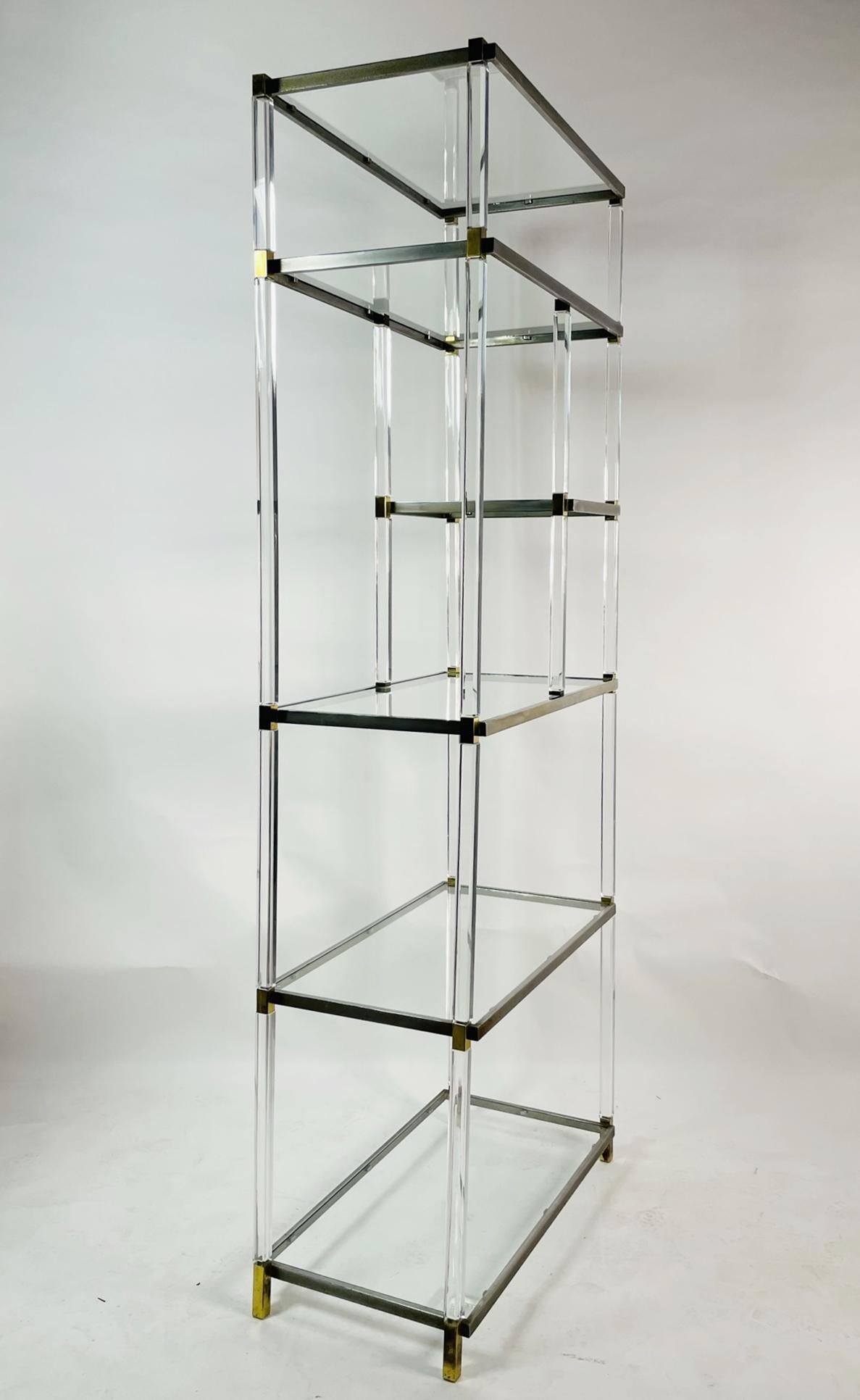 Mid-Century Modern Lucite, Brass & Nickel Etagere by Charles Hollis Jones, Metric Collection For Sale