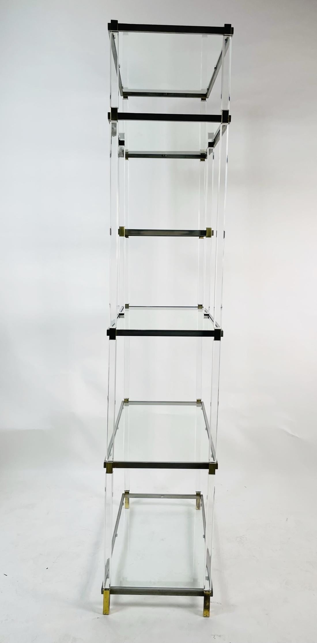 American Lucite, Brass & Nickel Etagere by Charles Hollis Jones, Metric Collection For Sale