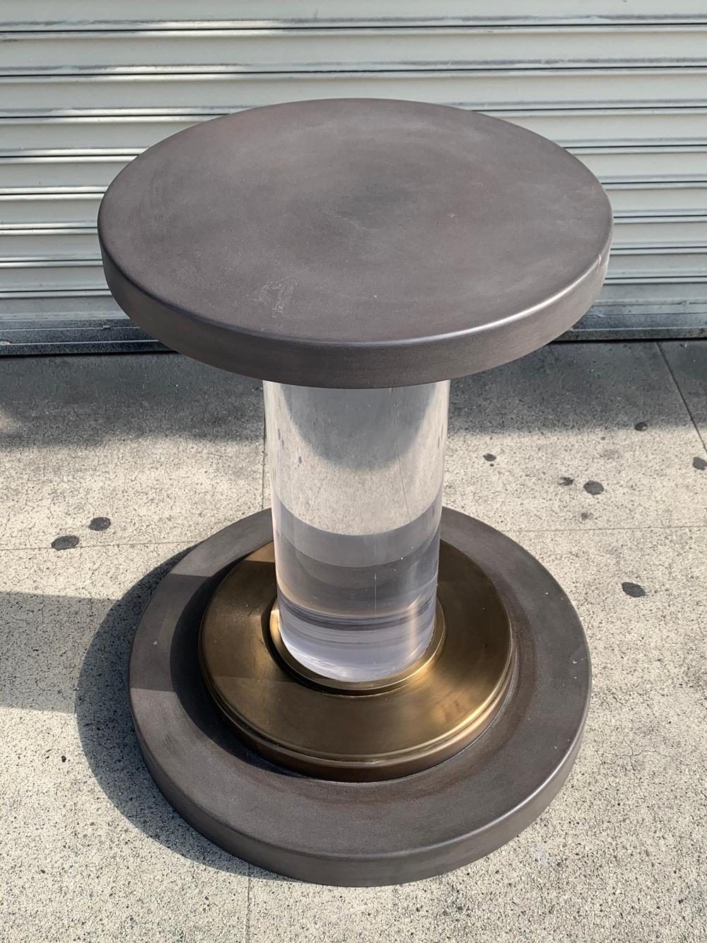 Mid-Century Modern Lucite & Brass Table Base by Charles Hollis Jones, USA 1960's For Sale
