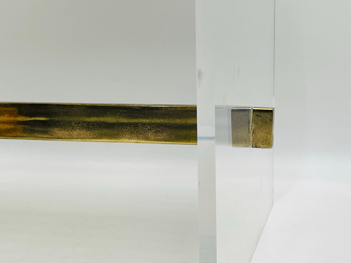 Lucite & Brass Vanity Bench by Charles Hollis Jones, USA, 1960s For Sale 5