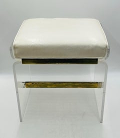 Lucite & Brass Vanity Bench by Charles Hollis Jones, USA, 1960s