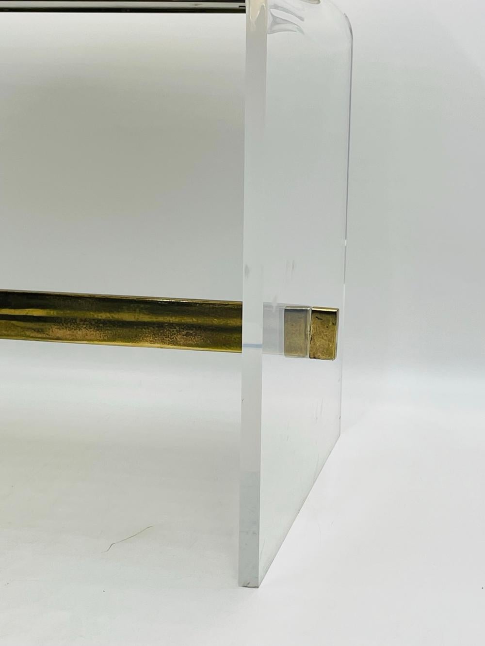 Lucite & Brass Vanity Bench by Charles Hollis Jones, USA, 1960s For Sale 2